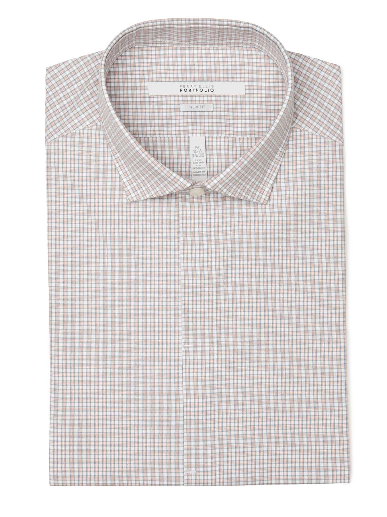 Perry Ellis Classic Fit Small Check Dress Shirt