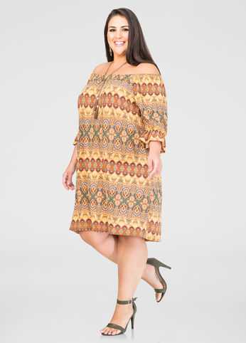 Paisley Off-Shoulder Dress