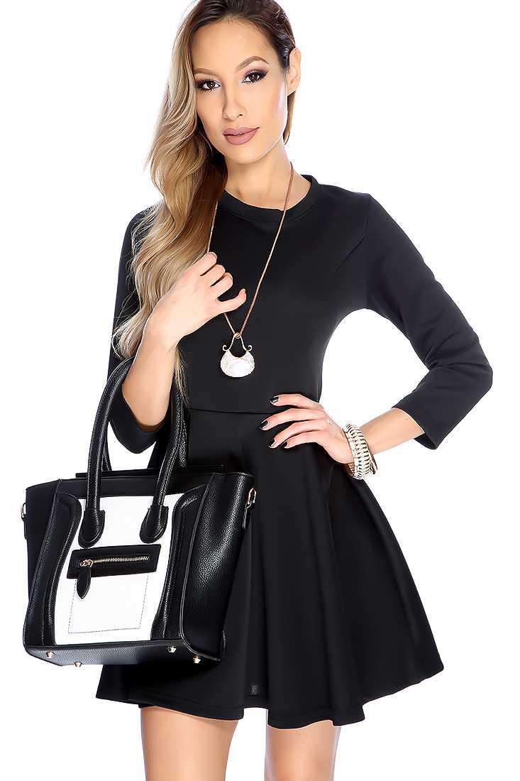 Sexy Black Quarter Sleeve A-line Party Dress