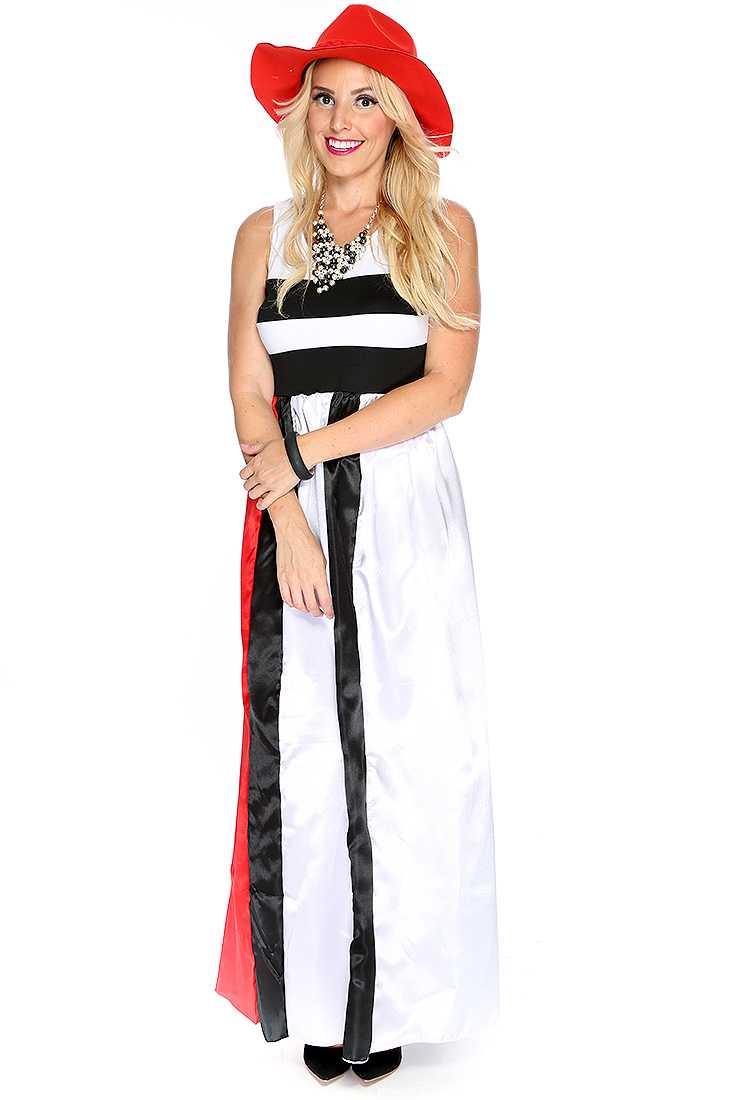 Casual Cute Red White Black Sleeveless Maxi Dress