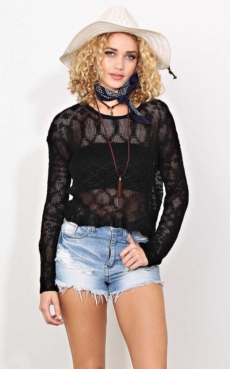 Stacey Slub Knit Sweater - - Black in Size by Styles For Less