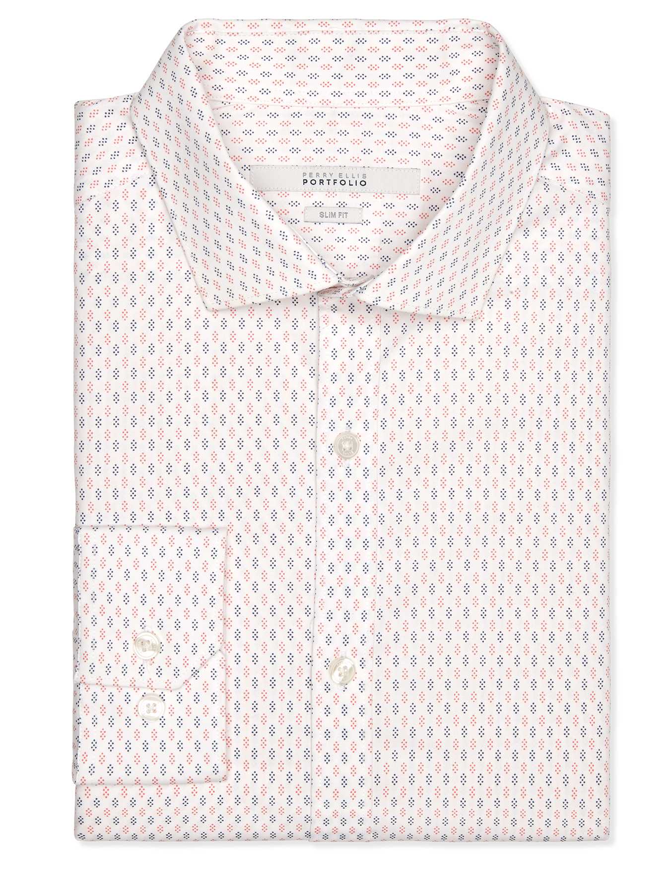 Perry Ellis Slim Fit Dotted Diamond Dress Shirt