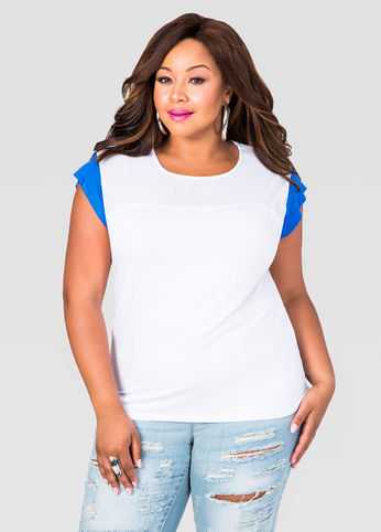 Chiffon Yoke Colorblock Tee