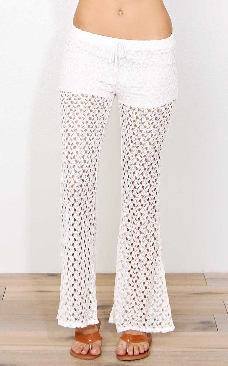Abigail Crochet Palazzo Pants - - Ivry/Natrl in Size by Styles For Less