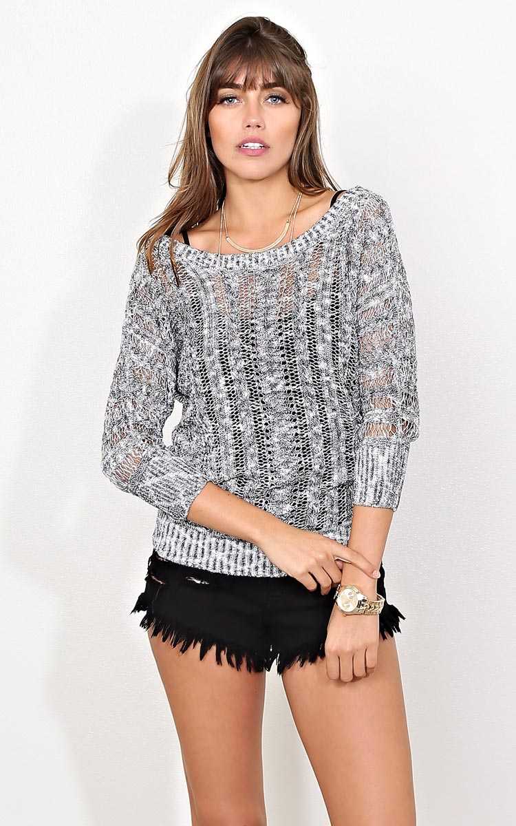 Blank Space Slub Knit Sweater - - Black Combo in Size by Styles For Less