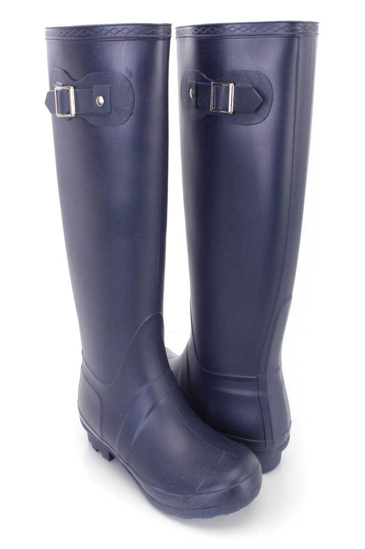 Navy Slip On Rubber Rain Boots PVC
