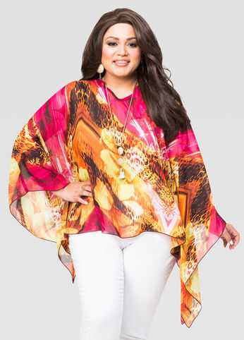 Tropical Floral Poncho Top