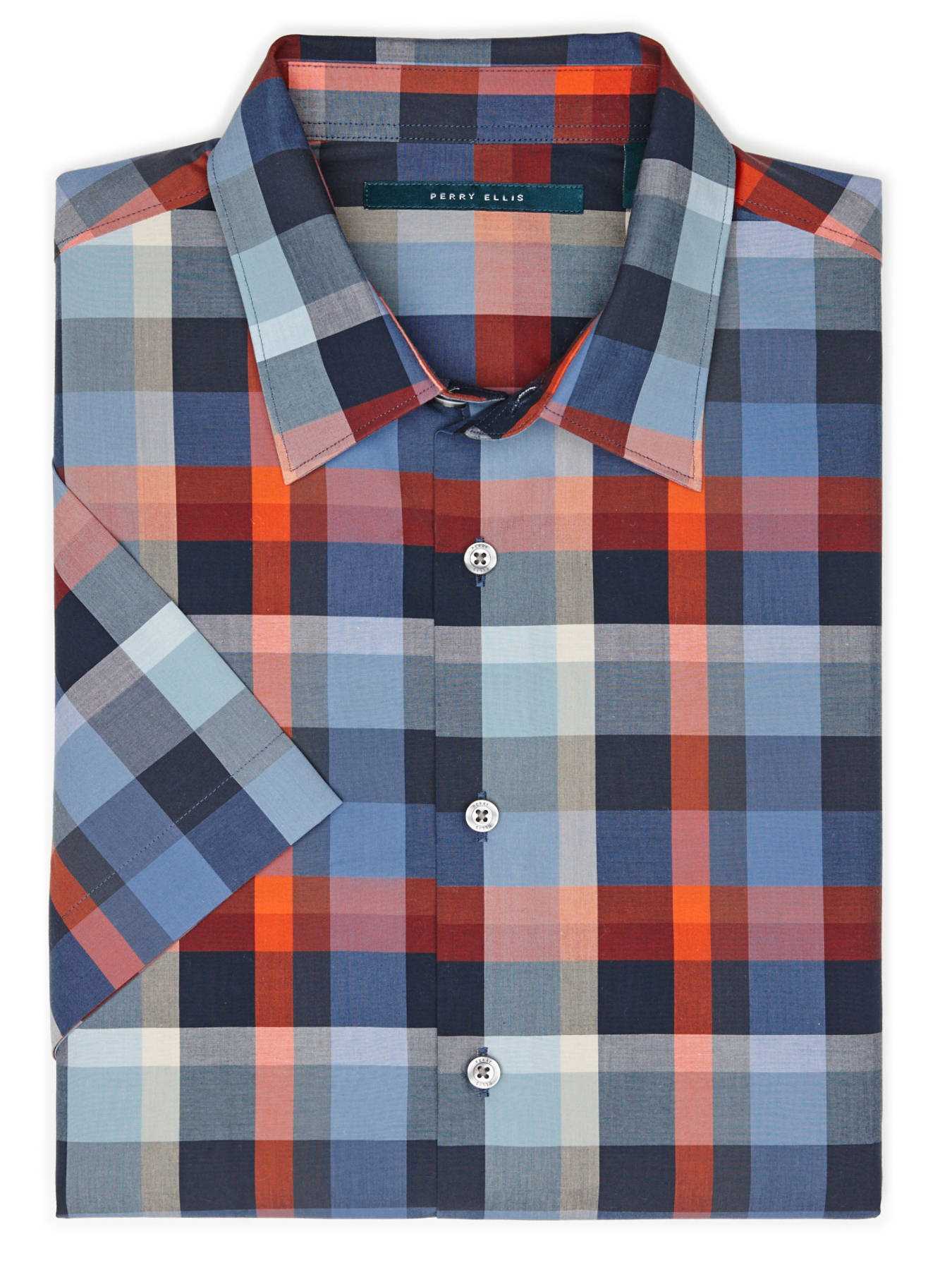 Perry Ellis Big and Tall Short Sleeve Buffalo Check Shirt