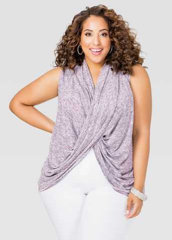 Striped Twist Front Top
