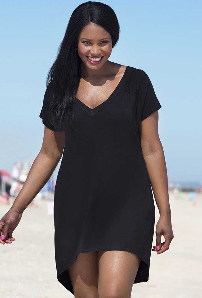 Black Raglan High-Low Dress