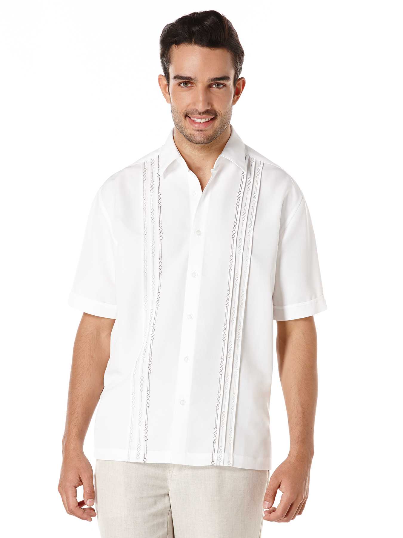 Cubavera Short Sleeve Tuck With Geo Stitching Shirt