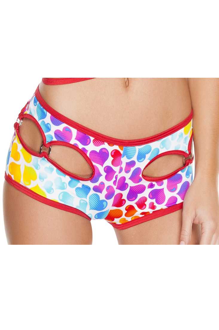 Hearts Cut-out O-Ring Detail Shorts