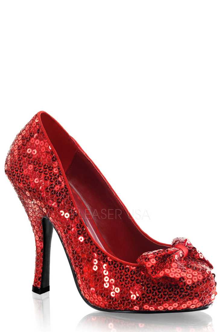 Red Bow Tie Pump High Heels Sequin