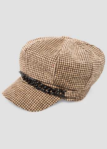 Houndstooth Chain Link Newsboy Cap