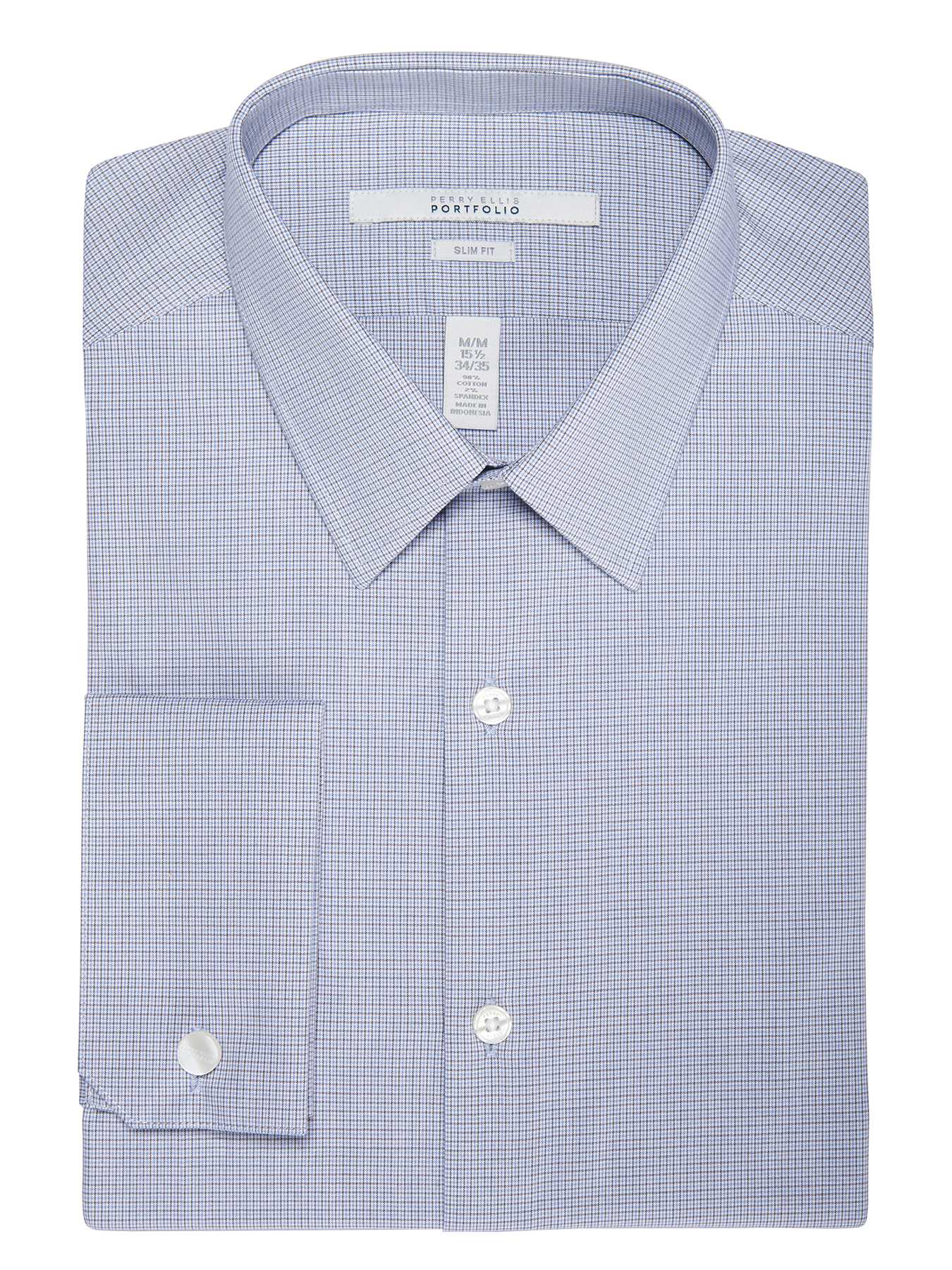 Perry Ellis Slim Fit Mini Check Dress Shirt