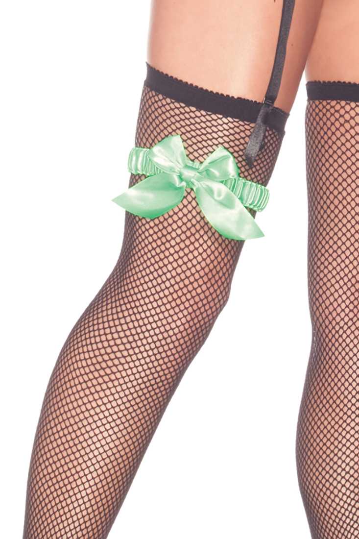 Green Satin Bow Tie Leg Garter