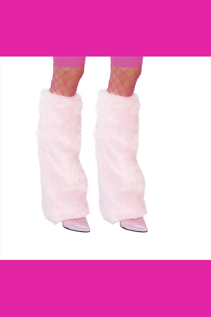 Baby Pink Faux Fur Leg Warmers Costume Accessory