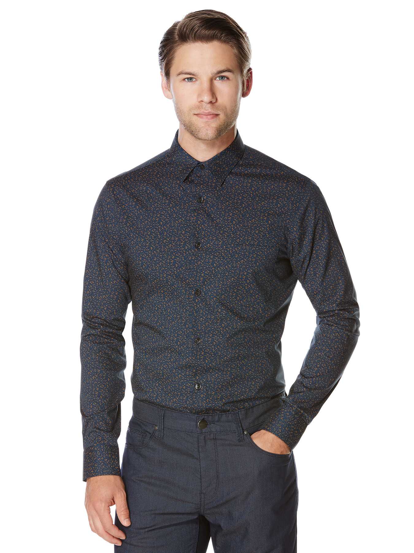 Perry Ellis Slim Fit Splatter Print Shirt