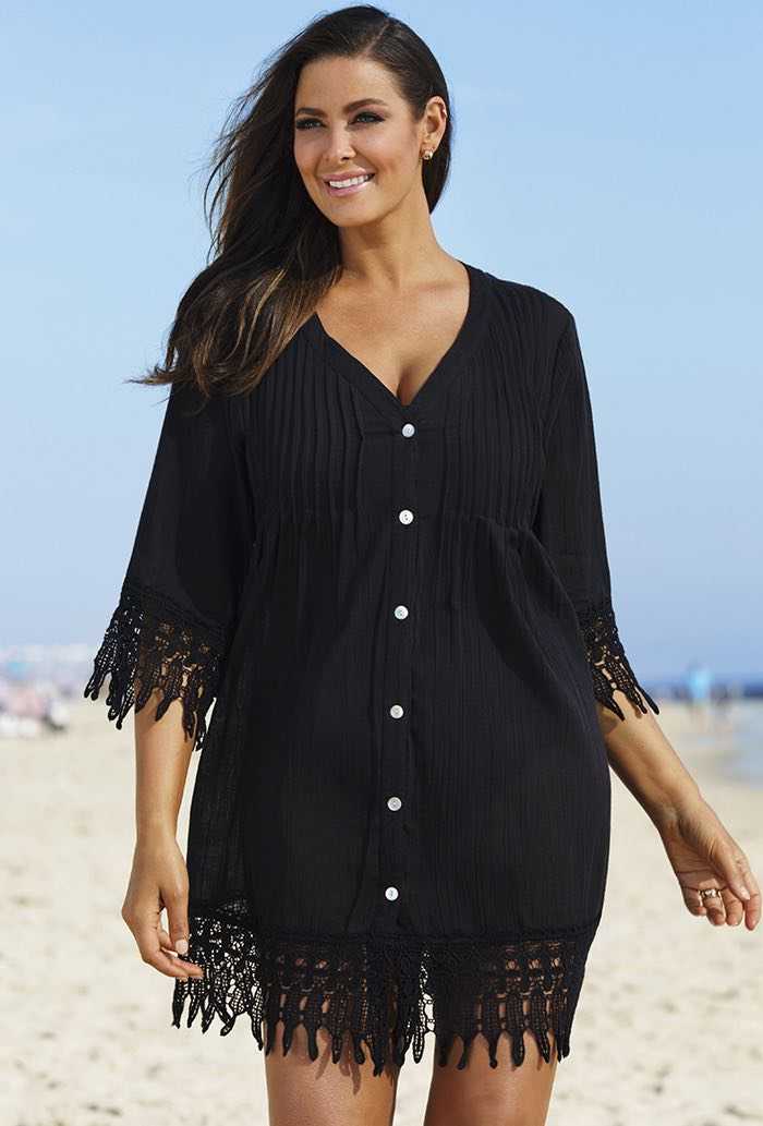 Black Crochet Trim Cover Up