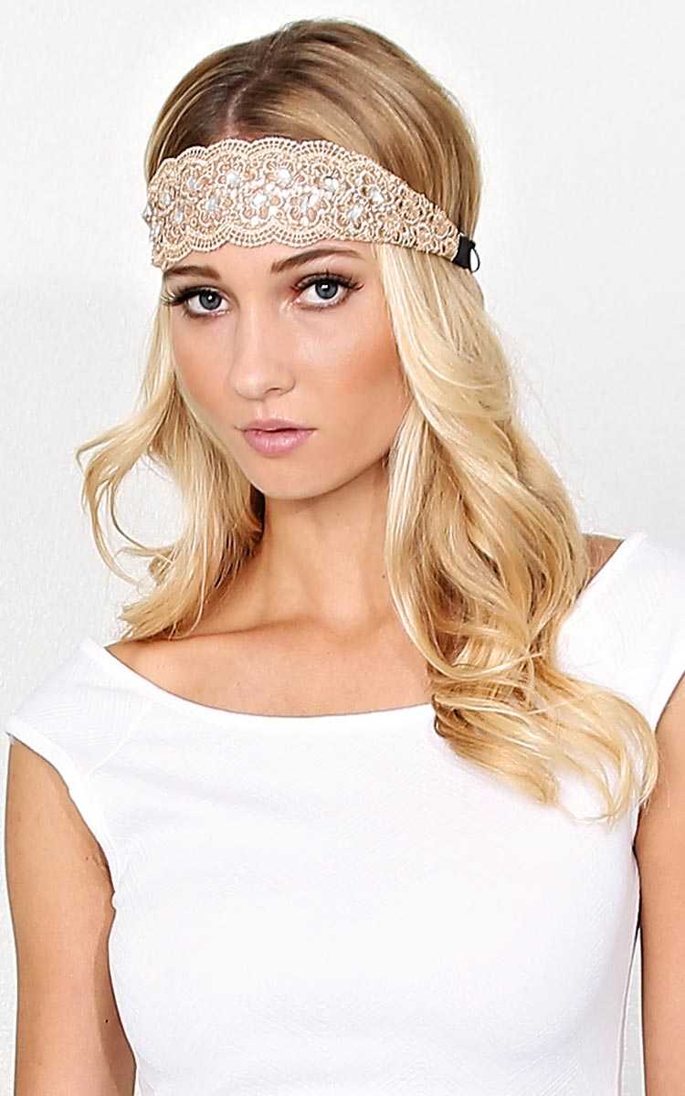 Marie Gem Embellished Crochet Headwrap - N/S - Ivry/Natrl by Styles For Less