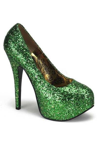 Green Glitter Platform Pump High Heels