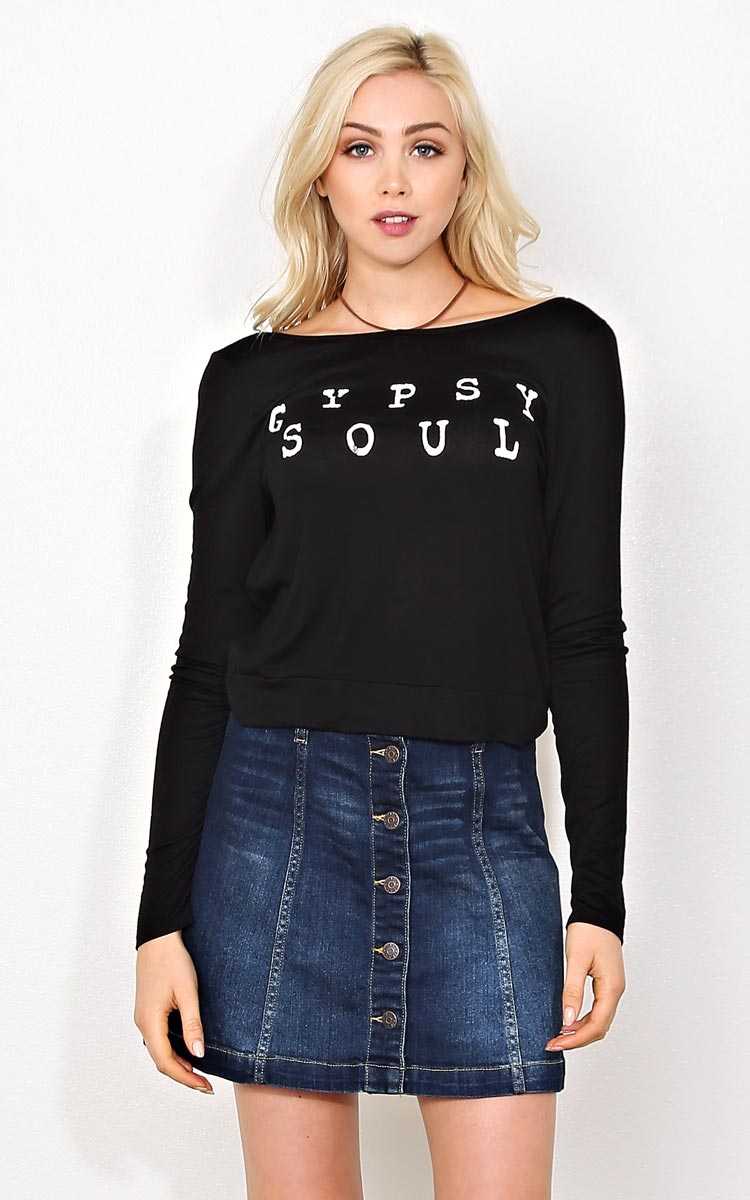 GYPSY SOUL Knit Top - - Black in Size by Styles For Less