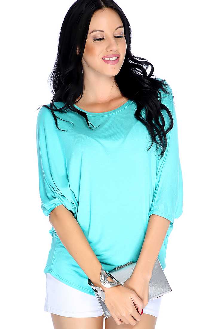 Seafoam Quarter Sleeve Casual Top