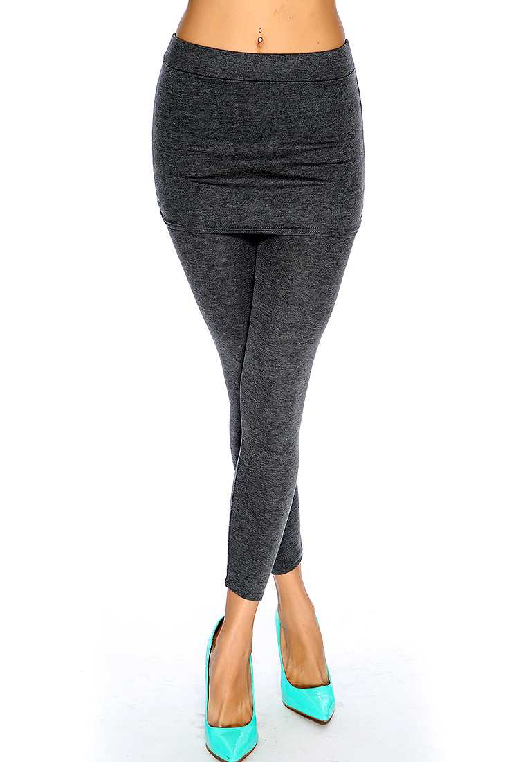 Charcoal Skirt Overlay Leggings