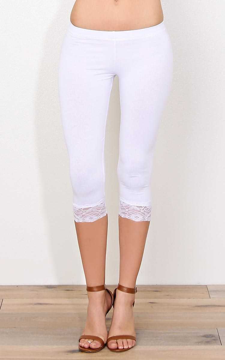 Romantic Walks Knit Leggings - SML - White in Size Small by Styles For Less