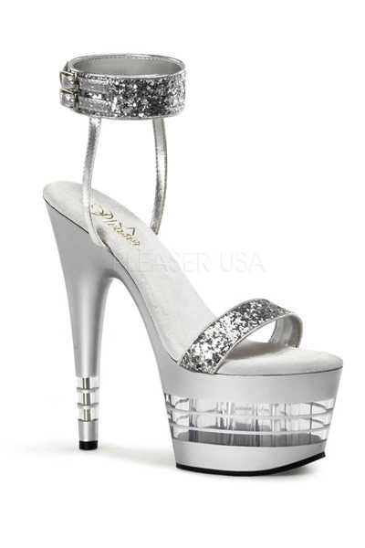 Silver Glitter Lined Platform High Heels