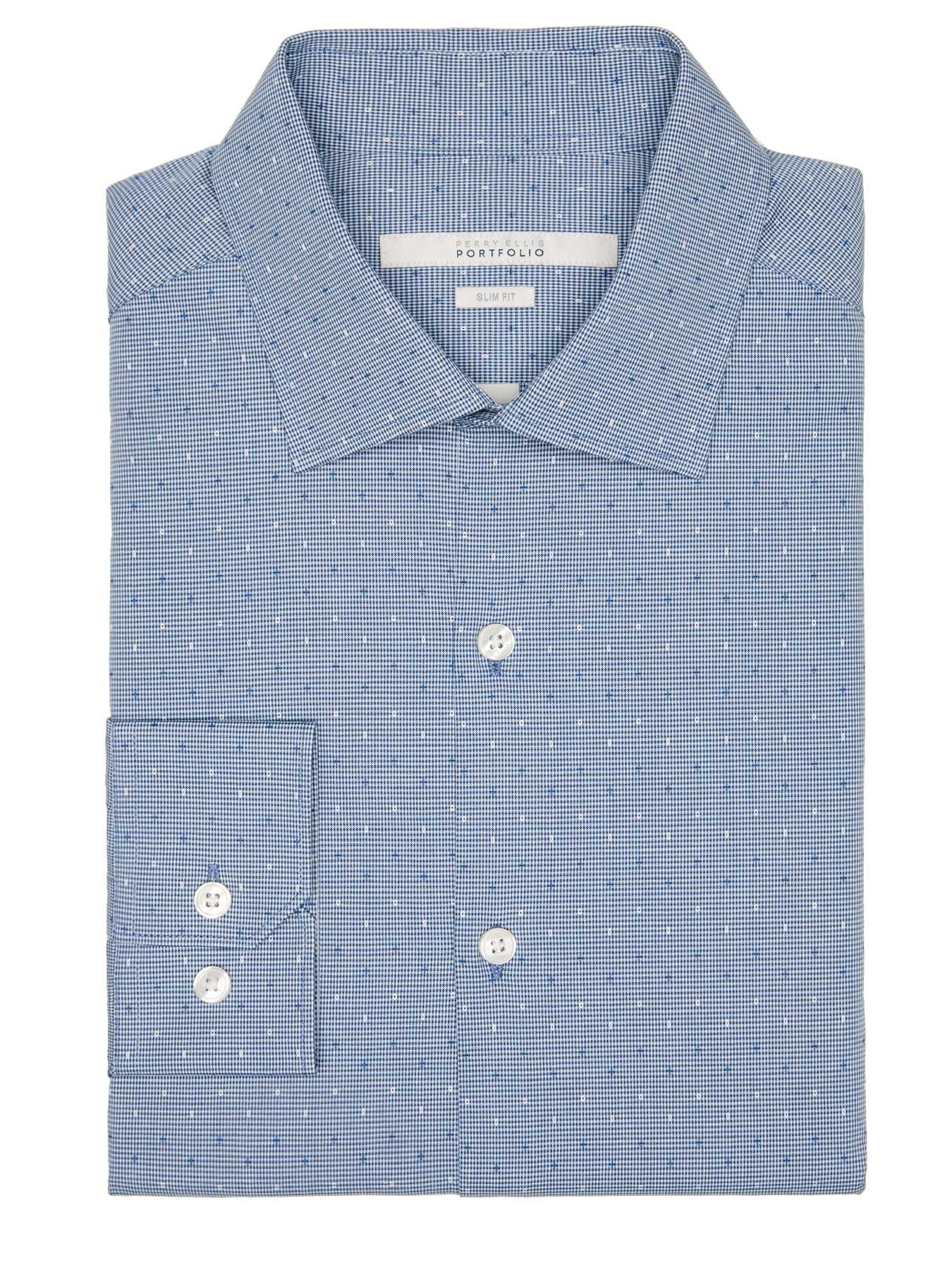 Perry Ellis Slim Fit Mini Dobby Check Dress Shirt