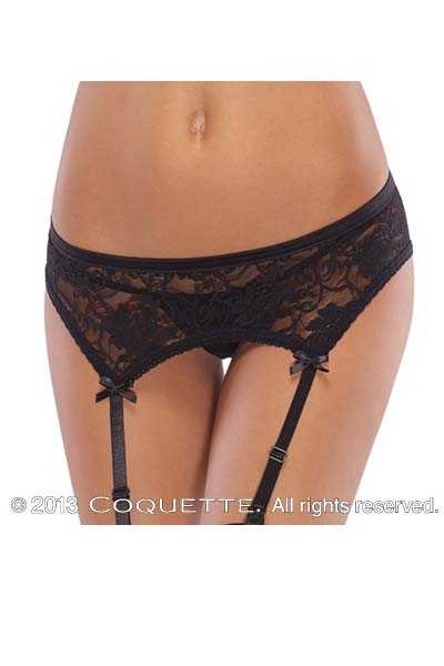 Black Stretch Lace Garter Belt