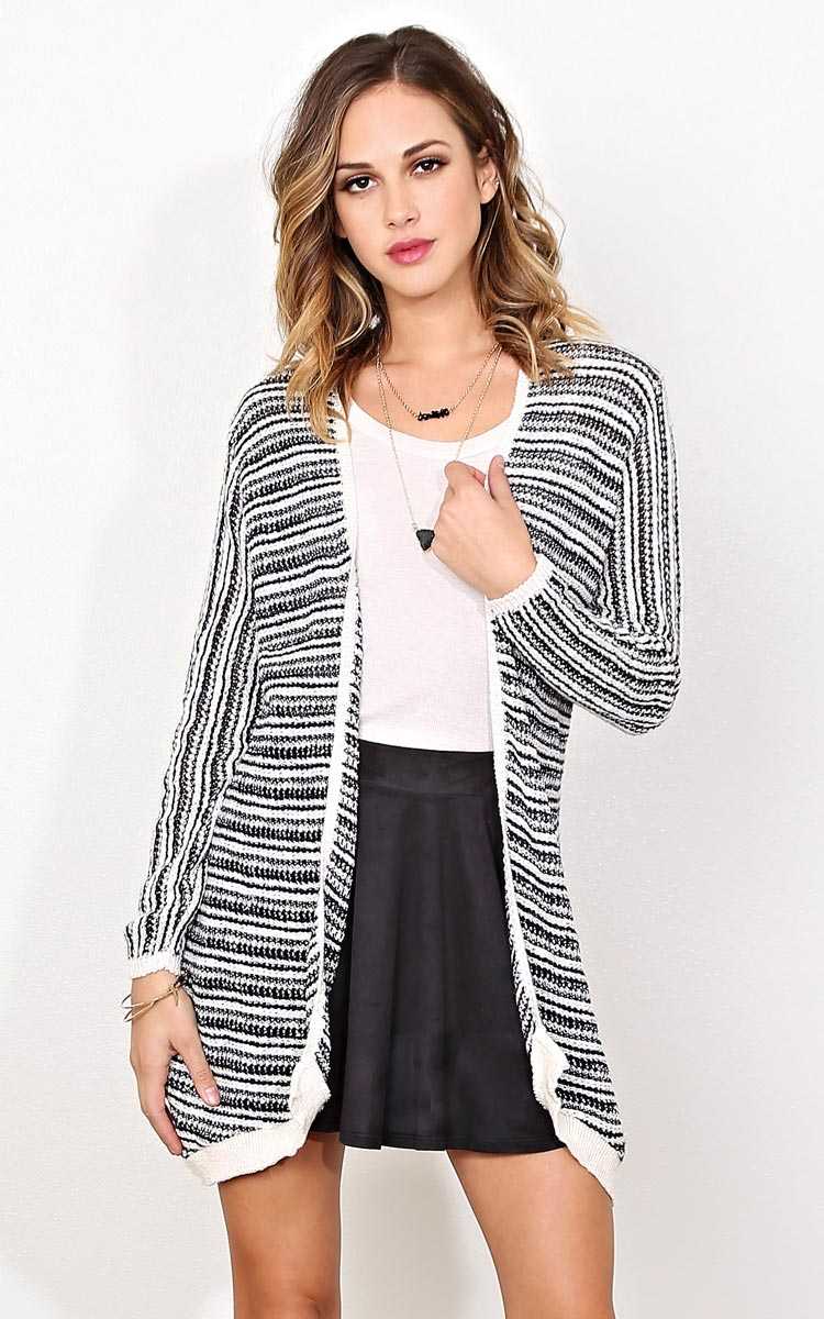 Avery Striped Knit Wrap - MED - Navy Combo in Size Medium by Styles For Less