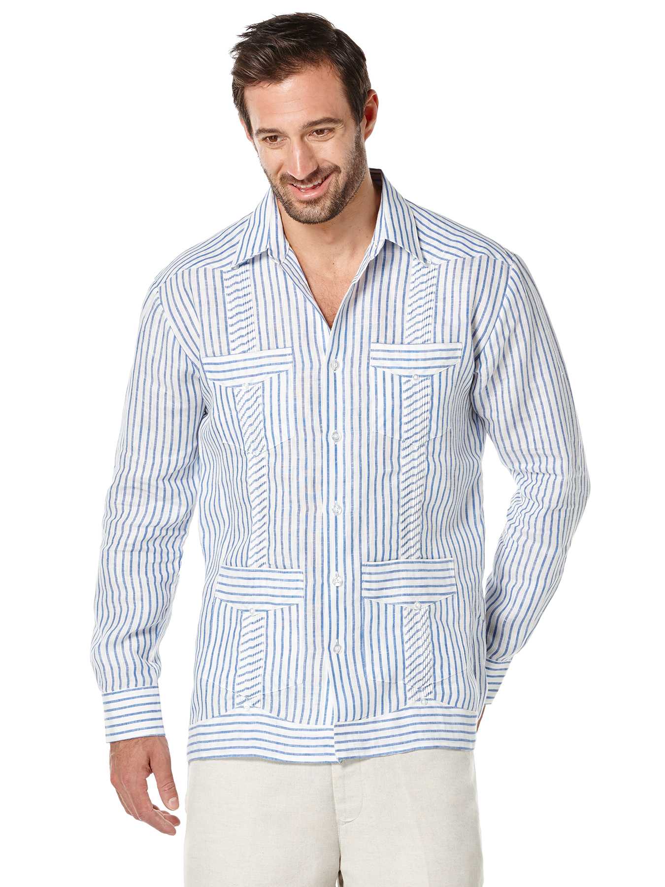 Cubavera 100% Linen Long Sleeve 4 Pocket Guayabera