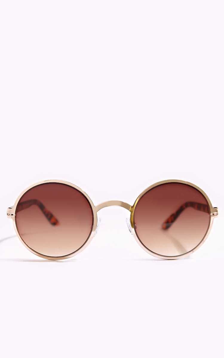 Riya Metal Round Sunglasses - N/S - Brown Comb by Styles For Less