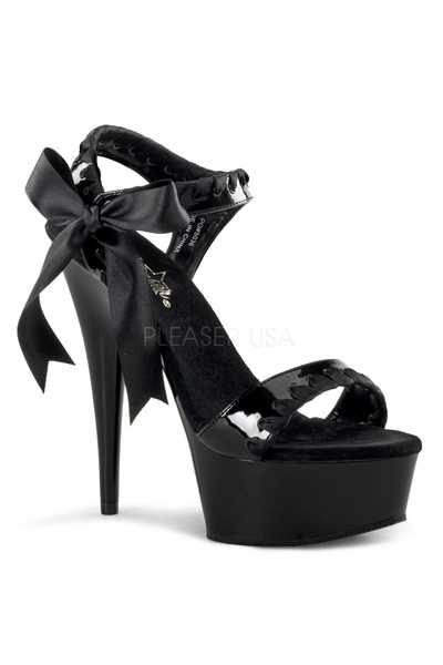 Black Patent Satin Bow Tie Platform High Heels