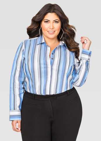 Ombre Stripe Button Front Shirt