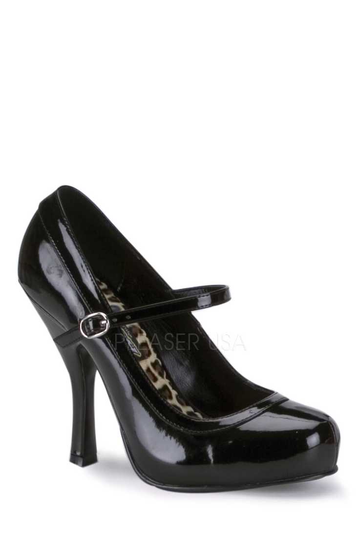 Black Closed Toe Maryjane High Heels Patent