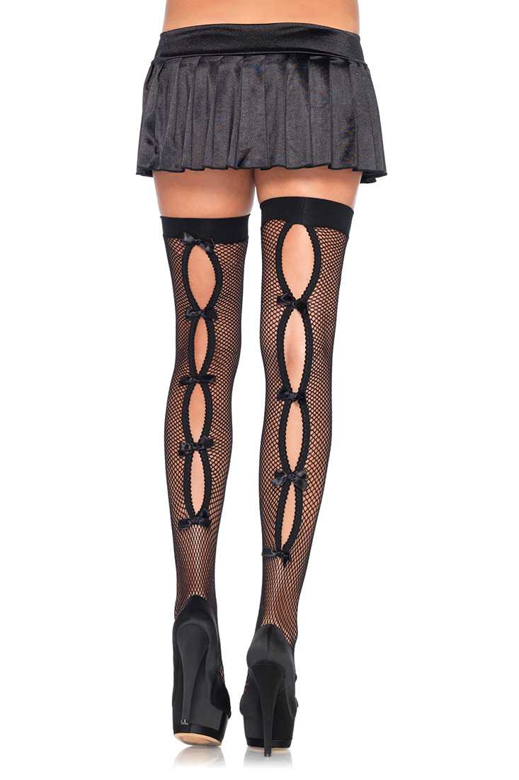 Black Fishnet Key Hole Thigh Highs Hosiery