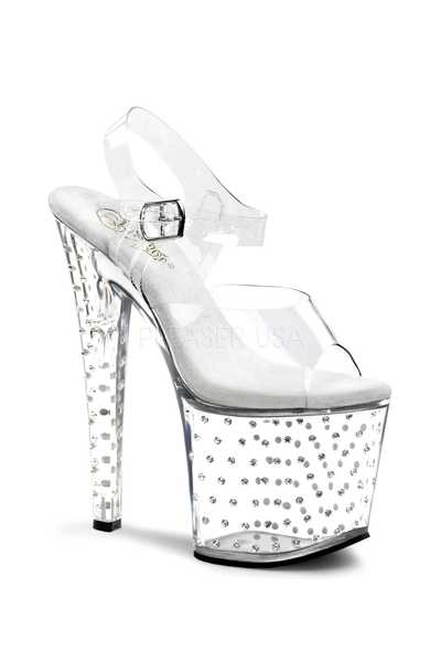 Clear Strappy Rhinestone Platform High Heels