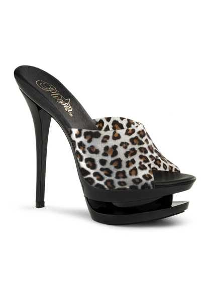 Black Leopard Print Slip On High Heels