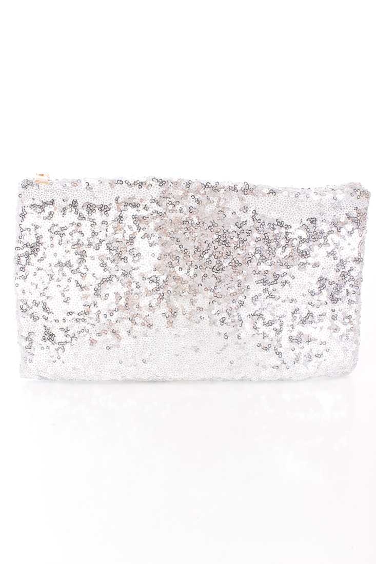 Silver Sequin Clutch