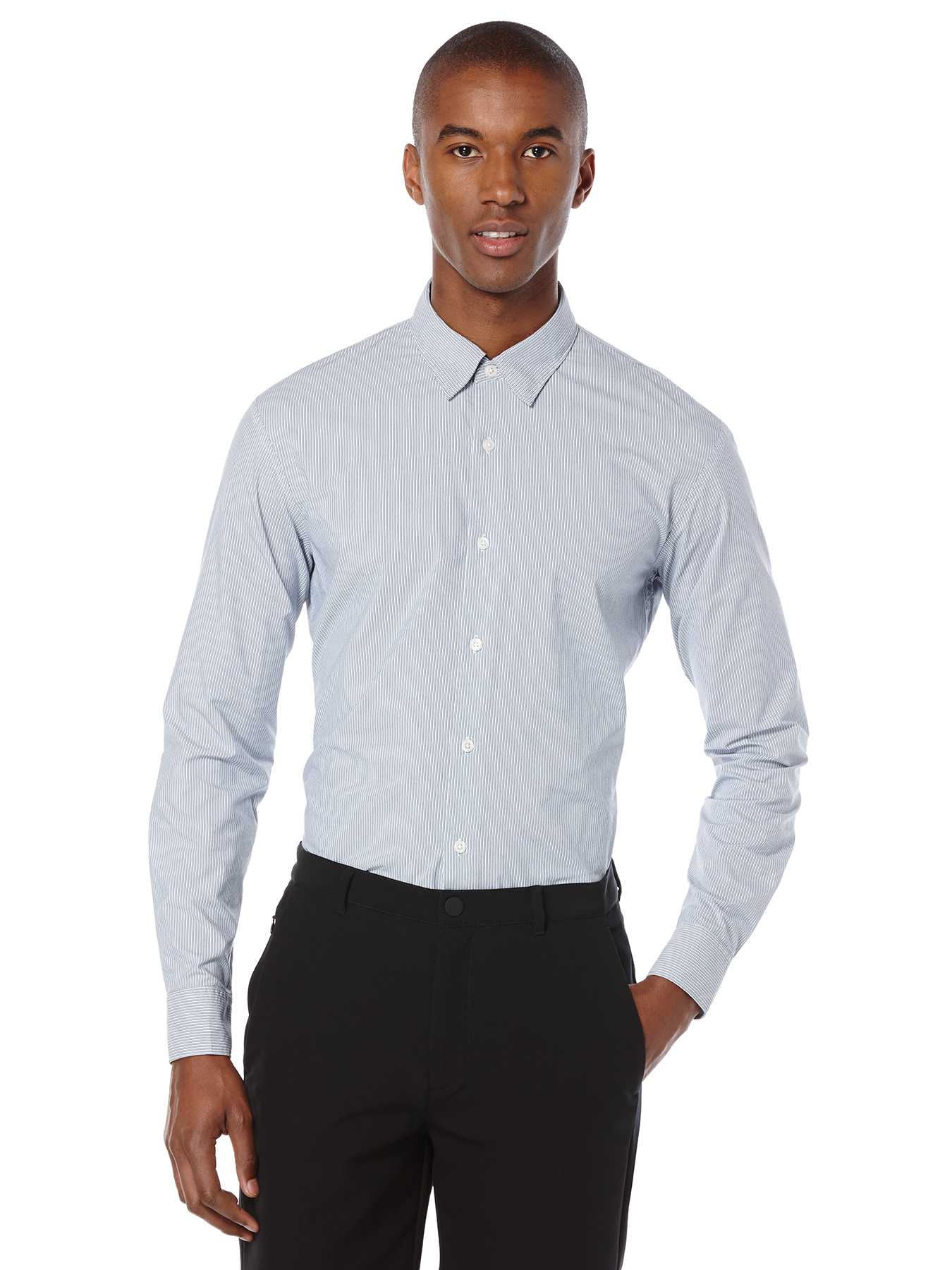 Perry Ellis Slim Fit Active Mini Stripe Shirt
