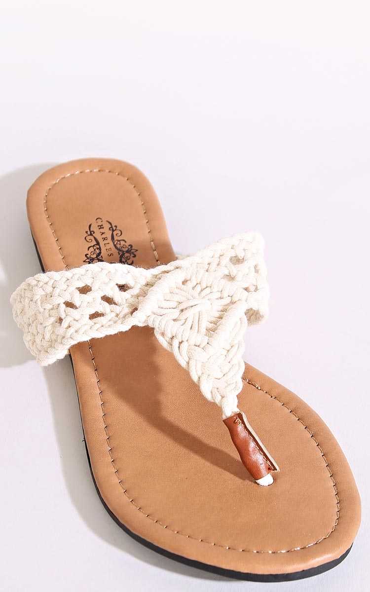 Point Mugu Macrame Sandals - Ivry/Natrl in Size by Styles For Less
