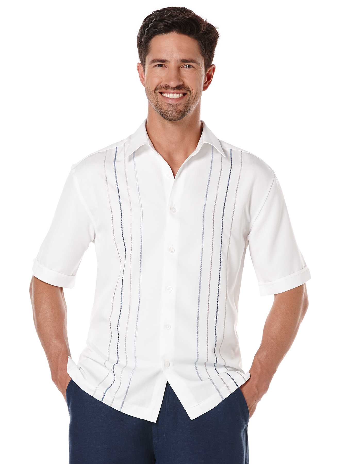 Cubavera Short Sleeve Tri-Color Embroideried Shirt