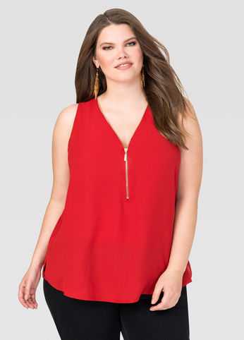 Zip Neck Hi-Lo Tank