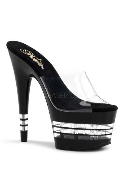 Clear Black Lined Platform High Heels
