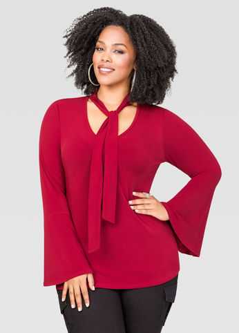 Tie Neck Bell Sleeve Top