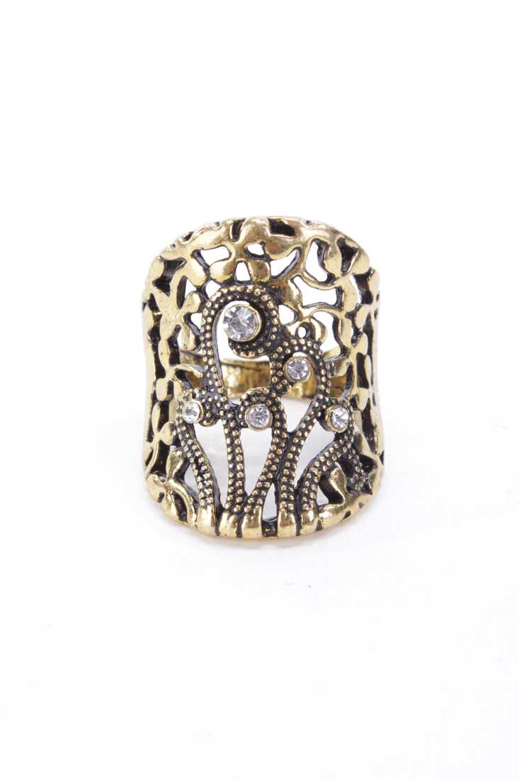 Gold High Polish Metal Intricate Ring