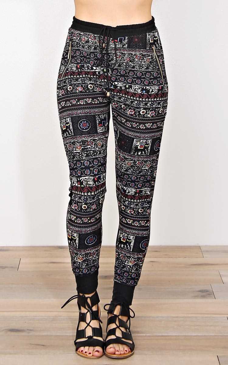 Bali Trip Knit Joggers - Black Combo in Size S/M by Styles For Less